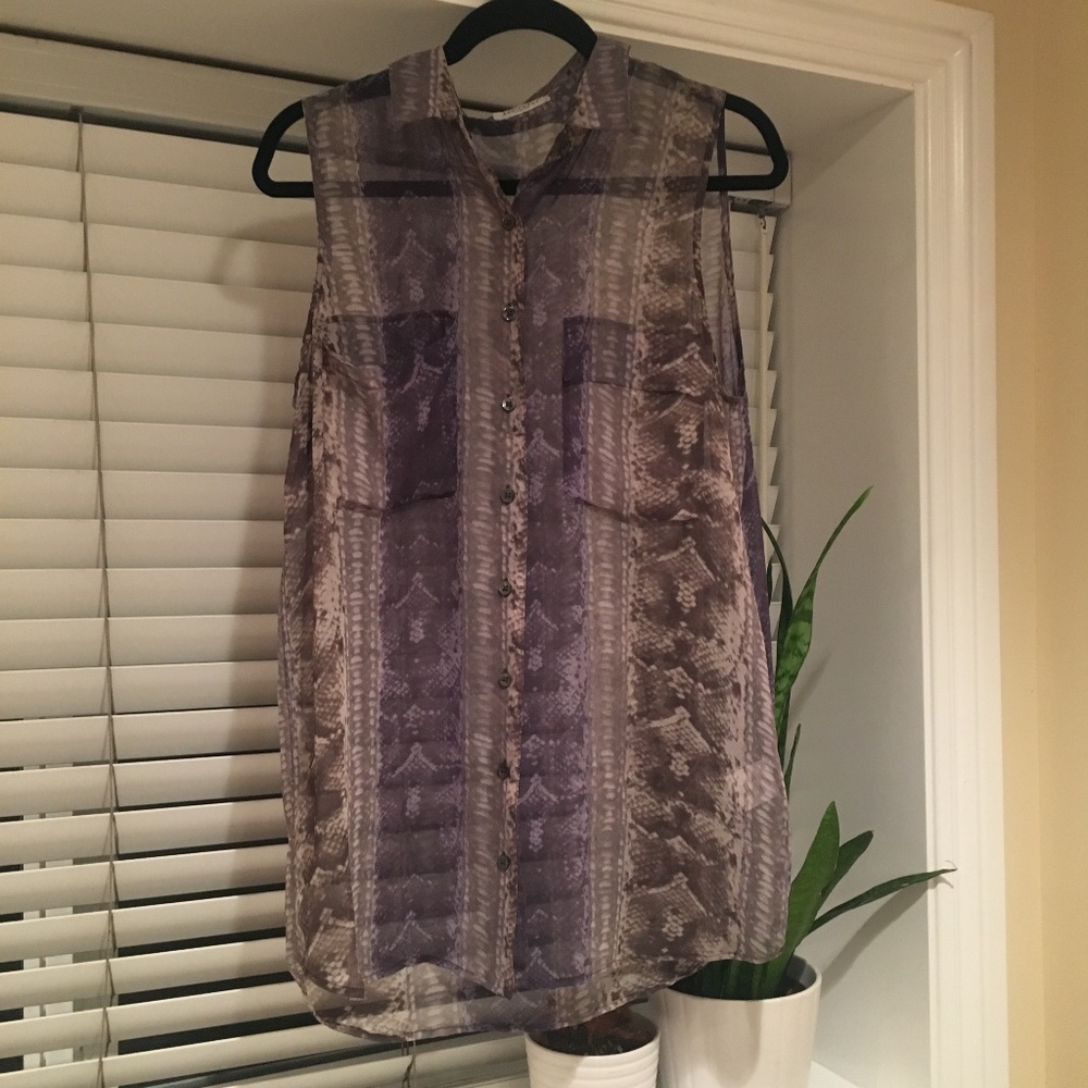 Equipment Femme Silk Tank Grey Snake Print S